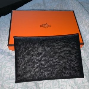 Hermes Calvi in Black Epsom leather